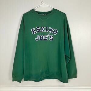 Eskimo Joe’s Stillwater OK Revese Weave VINTAGE Sweatshirt Green Distressed XL